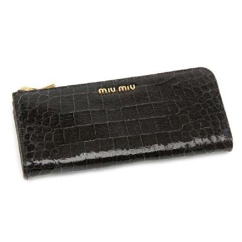 ミュウミュウスーパーコピー MIU MIU 長財布 クロコ調型押し革 5M1183-NKG-003